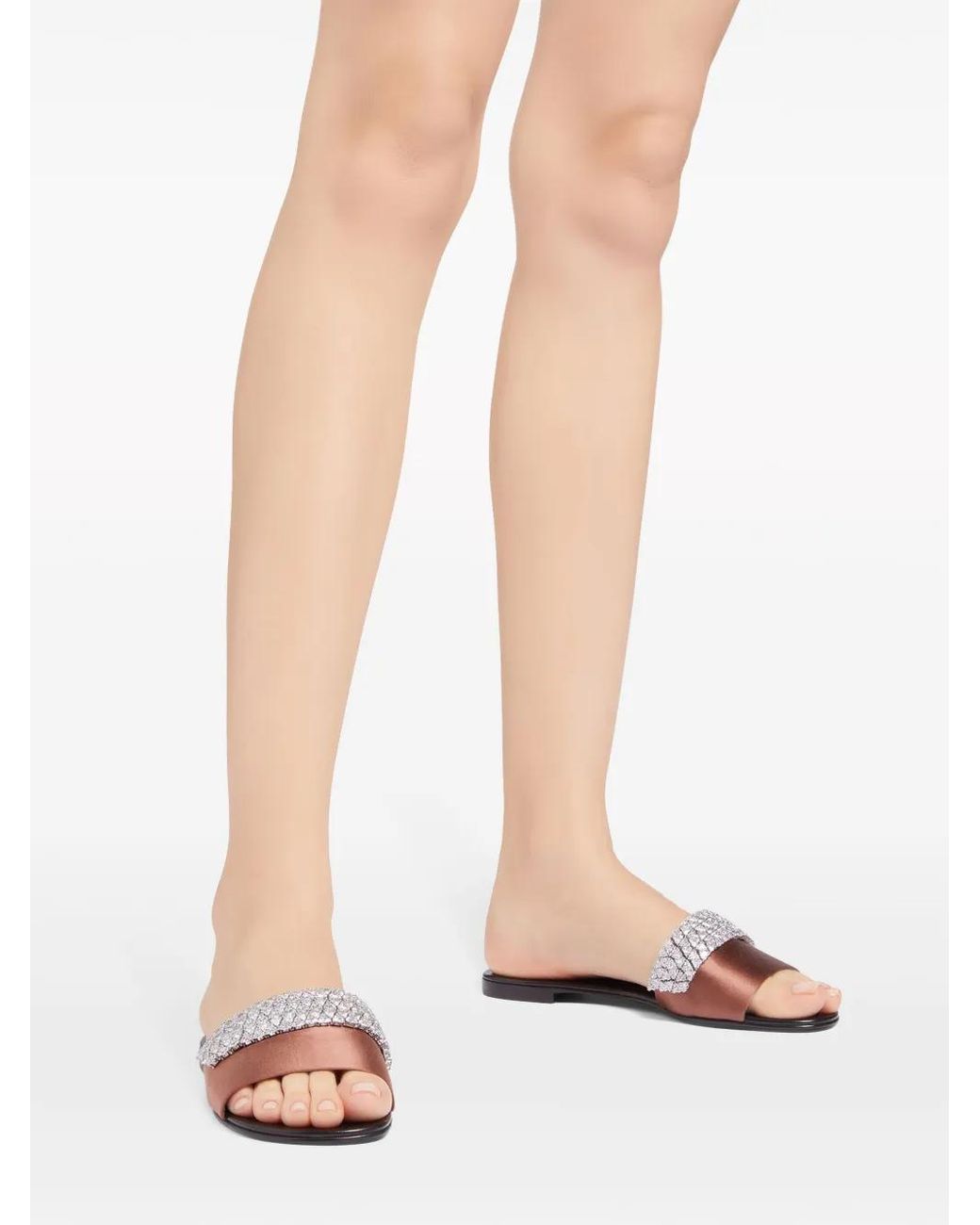 Giuseppe Zanotti Brown Tesy Rhinestone-Embellished Sandals