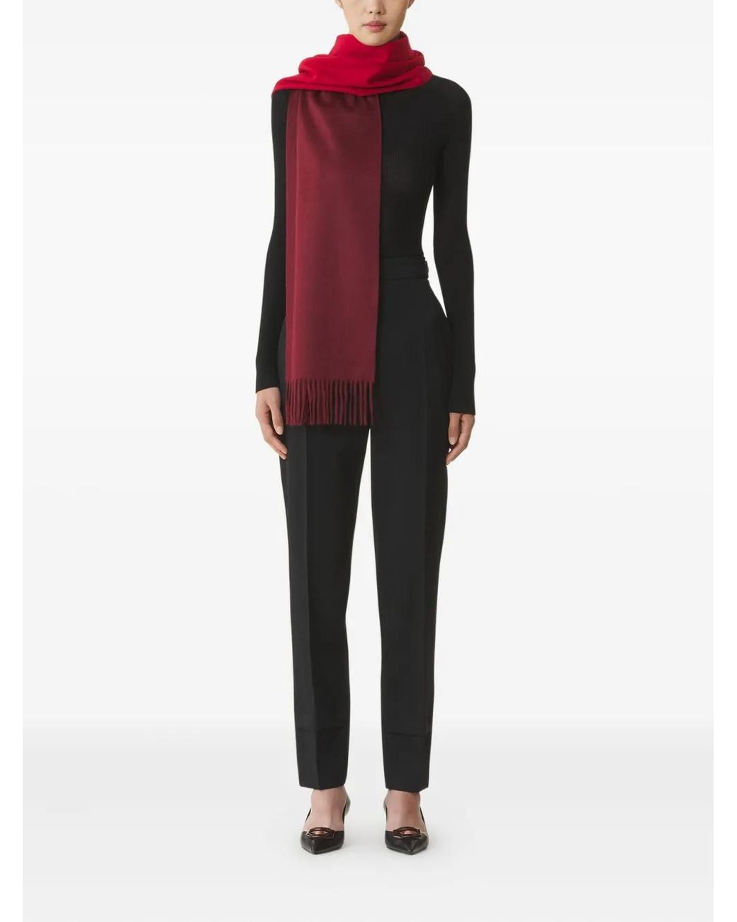 Lanvin Red Fringed Scarf for men