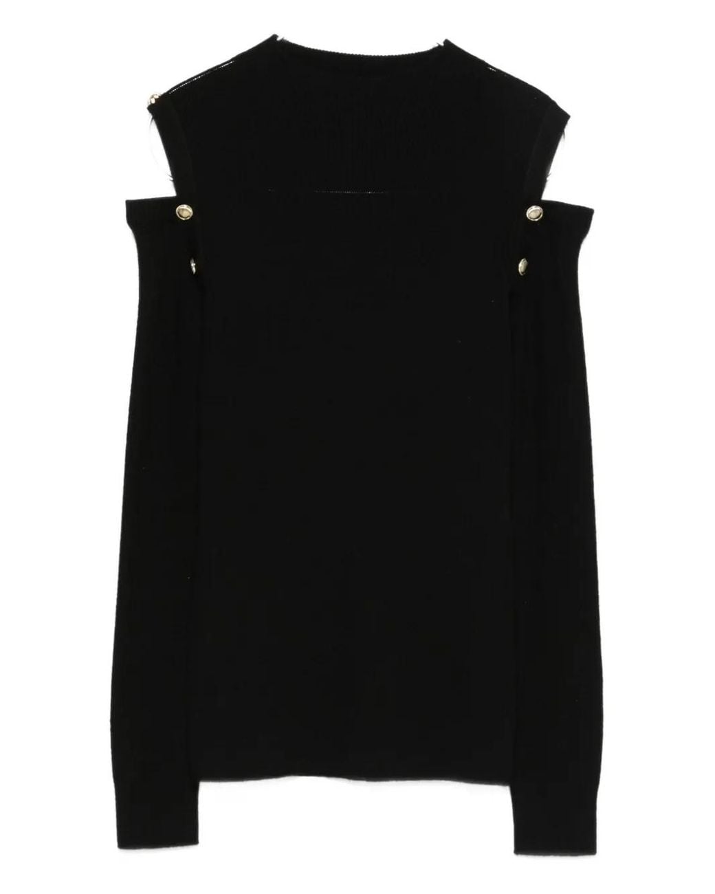 D.exterior Black Off-Shoulder Blouse