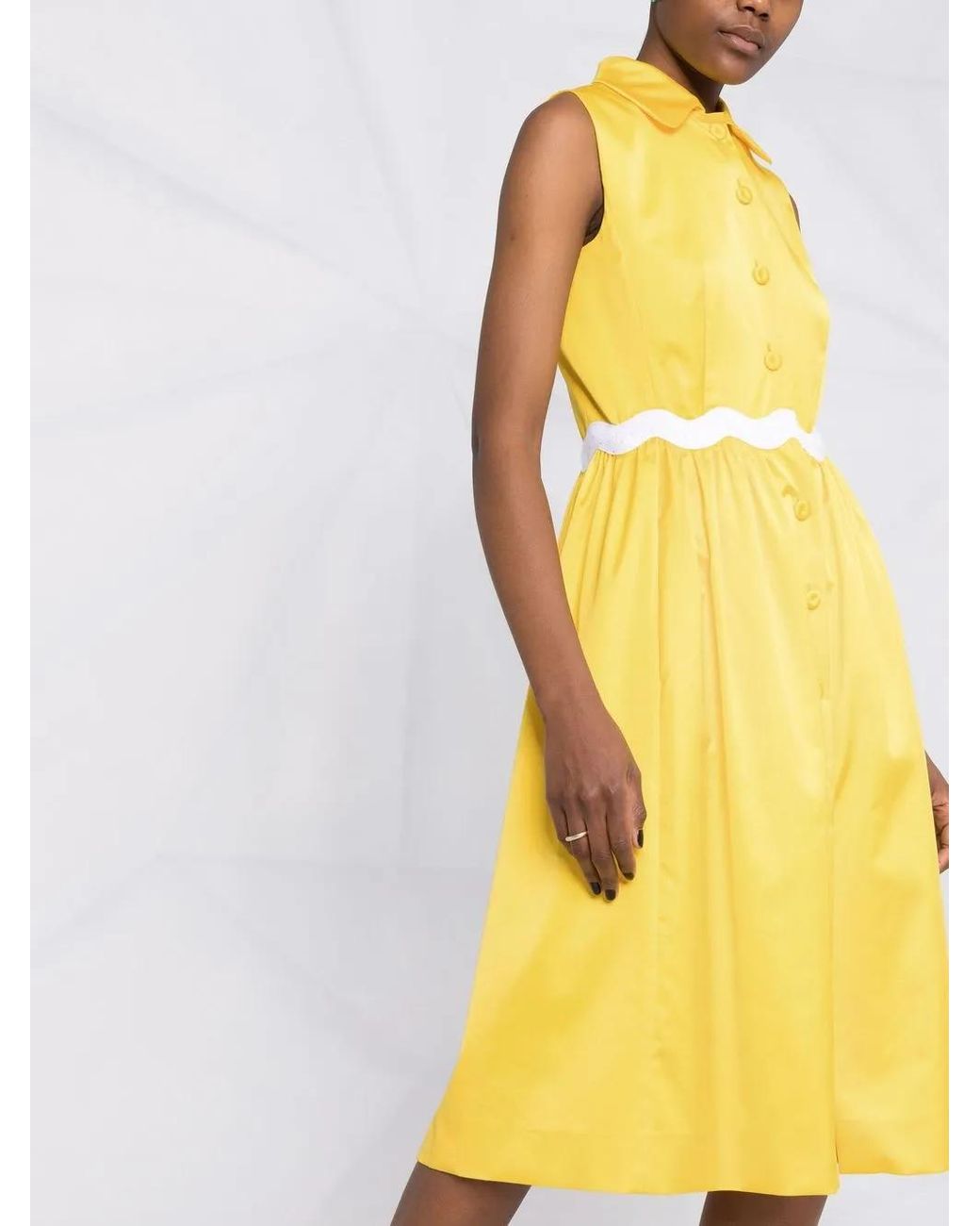 Moschino Yellow Belted Button-Up Midi Dress