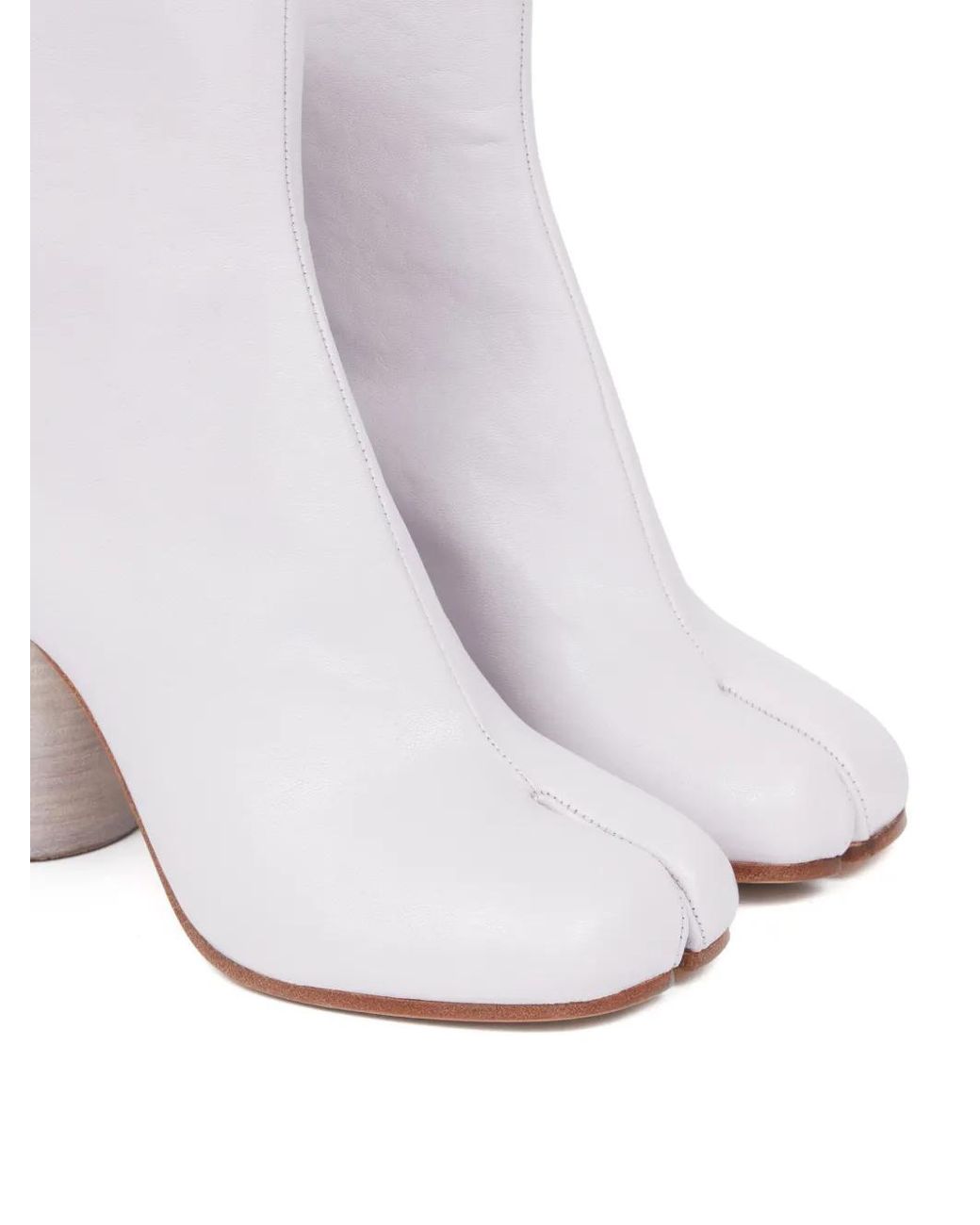 Maison Margiela White 80Mm Tabi Leather Ankle Boots