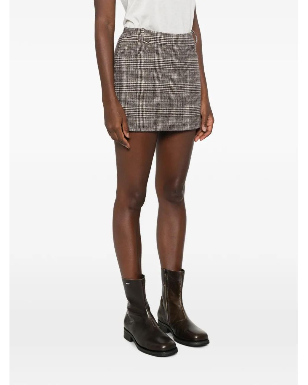 Ermanno Scervino Gray Check-Pattern Mini Skirt