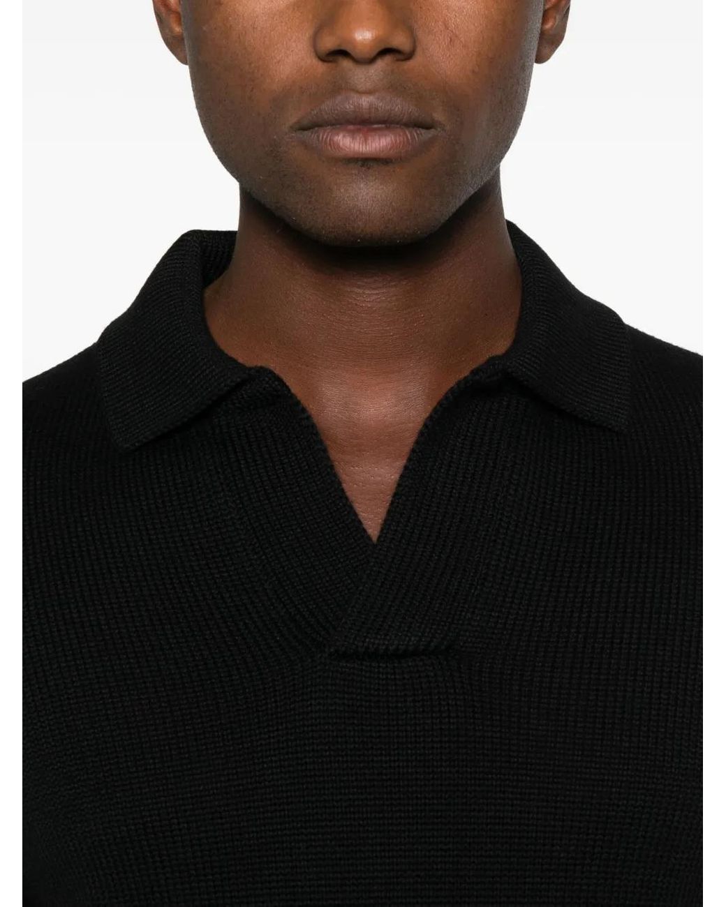 FILIPPO DE LAURENTIIS Black Polo-Collar Sweater for men