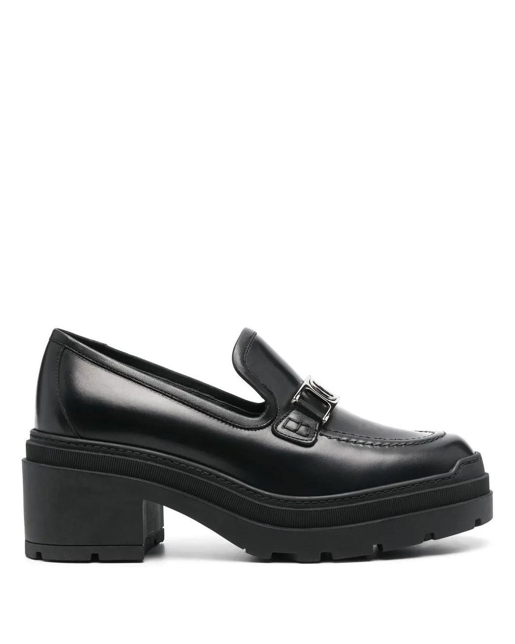 Ferragamo Black Vara Chain Leather 40Mm Loafers