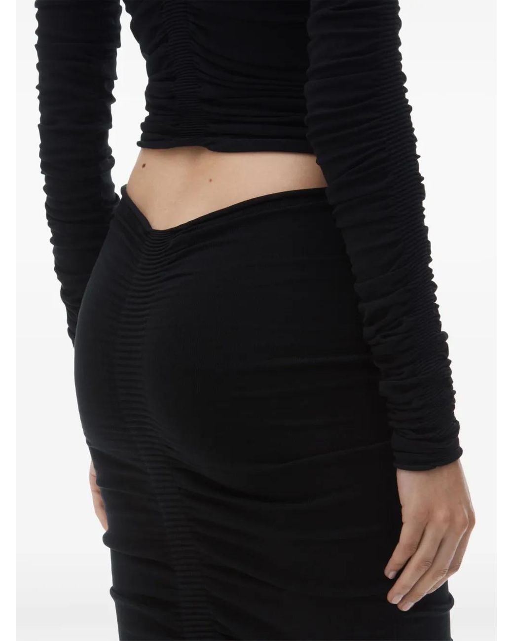 Alexander Wang Black Ruched Maxi Skirt