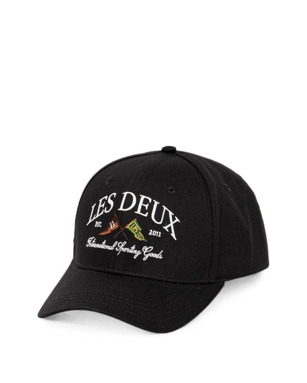 Les Deux Black Embroidered Baseball Cap for men
