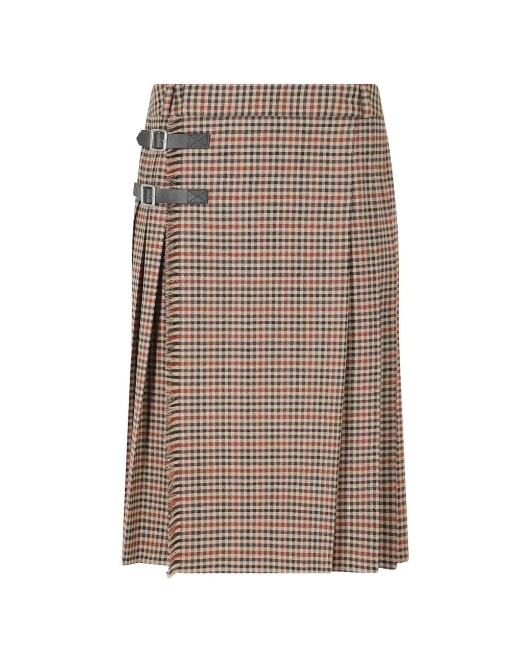 Herskind Brown Albert Check-Pattern Midi Pleated Skirt
