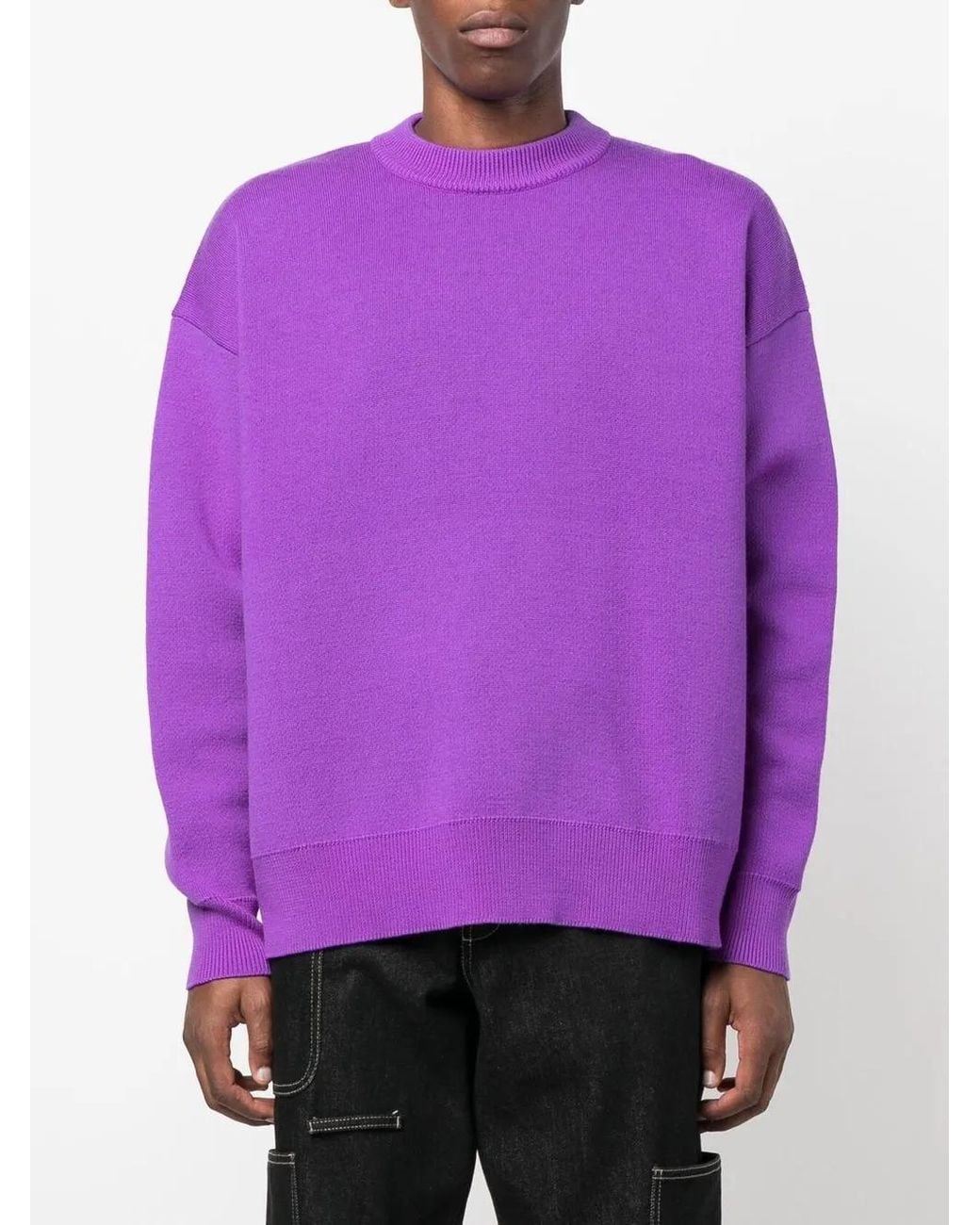 Palm Angels Purple Palm-Tree Wool-Knit Jumper for men