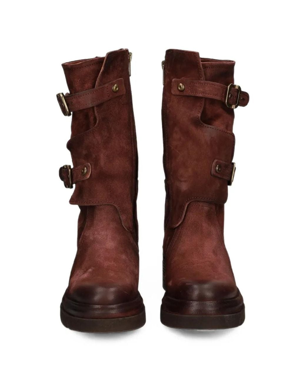 A.s.98 Brown Buckled Leather Boots