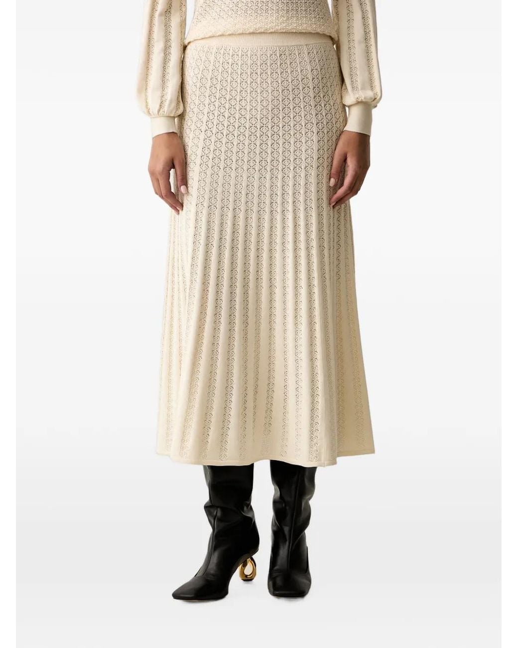 Twinset Natural Pleated Midi Skirt