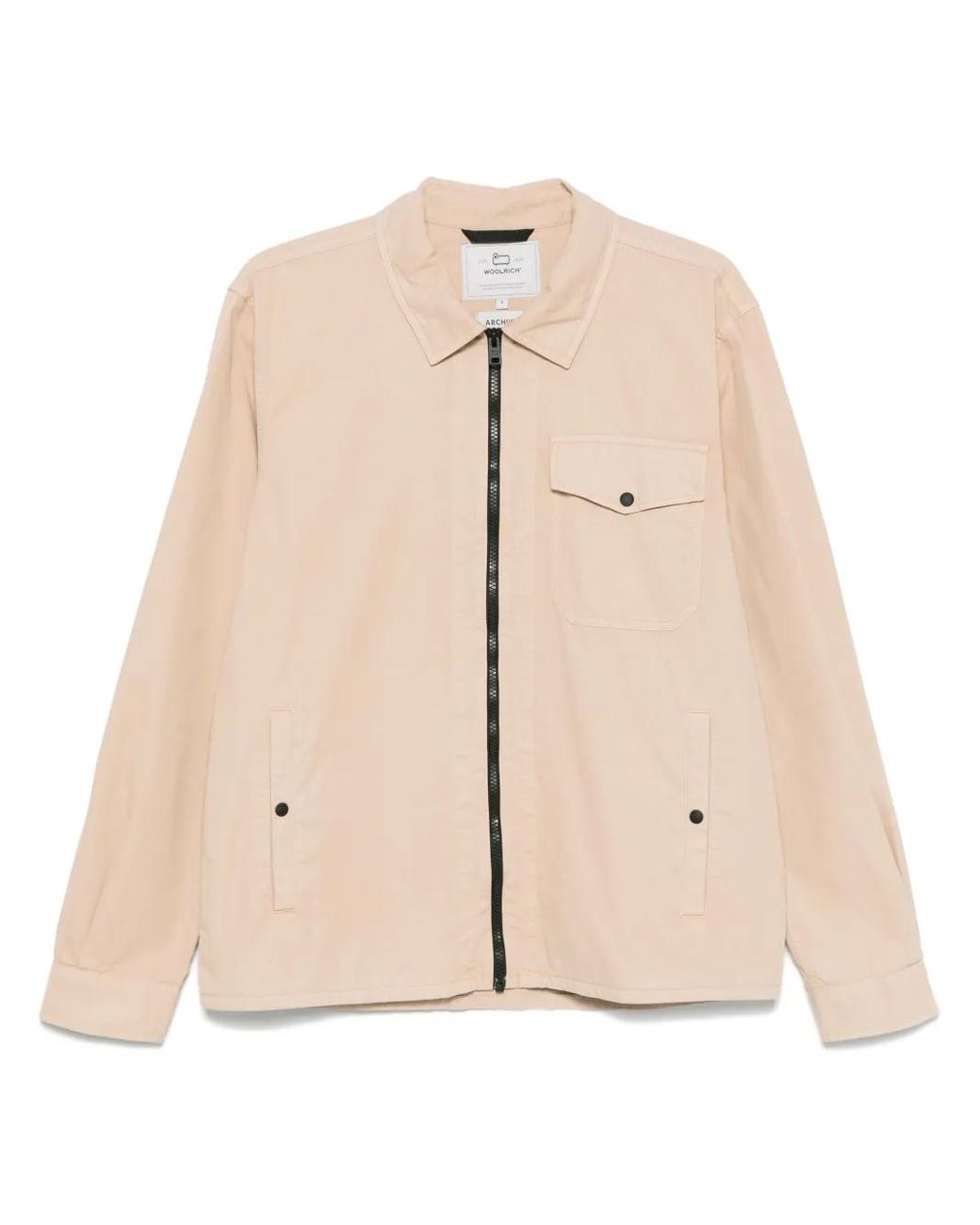 Woolrich Natural Cream Cotton Jacket for men