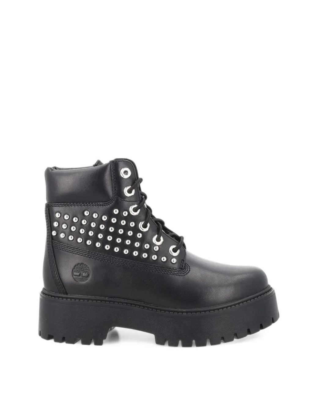 Timberland Black Stud-Embellished Platform Ankle Boots