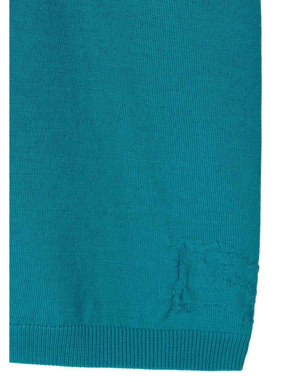 Burberry Blue Short-Sleeve Wool Polo Shirt for men