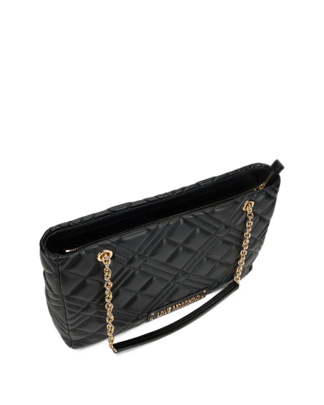 Love Moschino Black Quilted Logo-Plaque Tote Bag