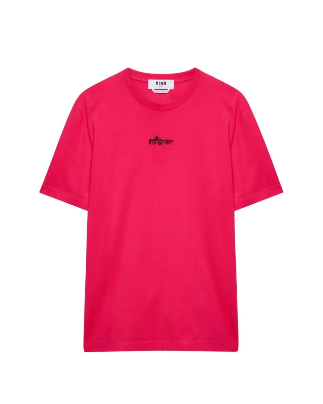 MSGM Pink Embroidered-Logo T-Shirt for men