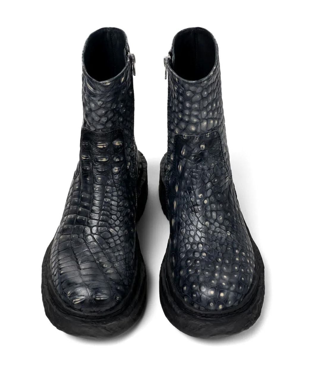 CAMPERLAB Black Vámonos Crocodile-Effect Ankle Boots