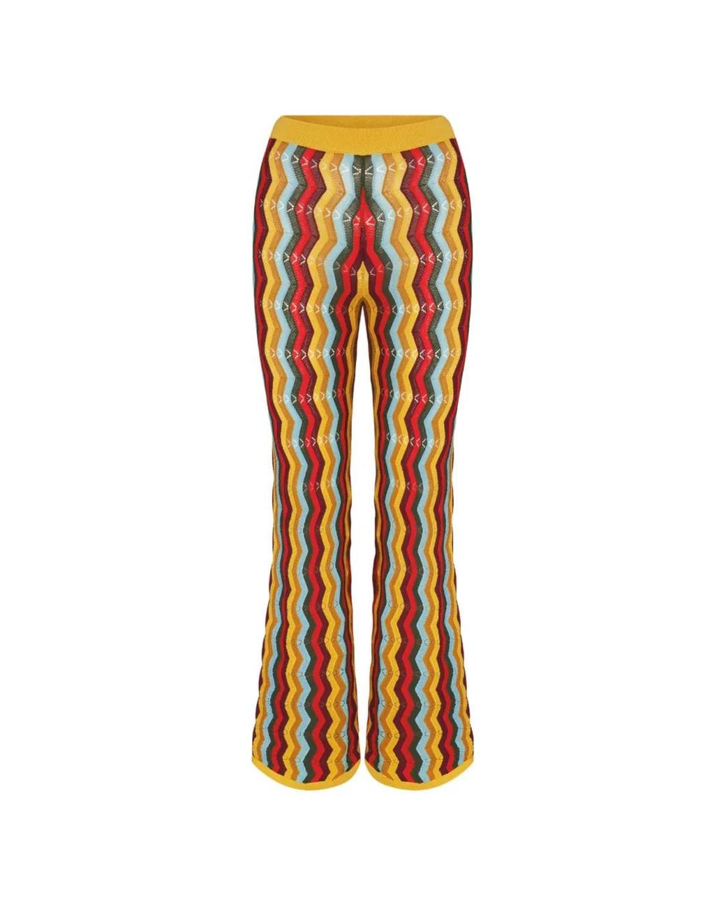 Simon Miller Yellow Ophelia Chevron-Knit Flared Trousers