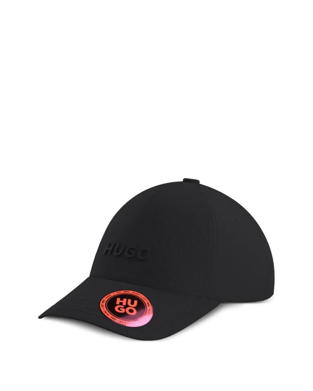 HUGO Black Embossed-Logo Baseball Cap Hat for men