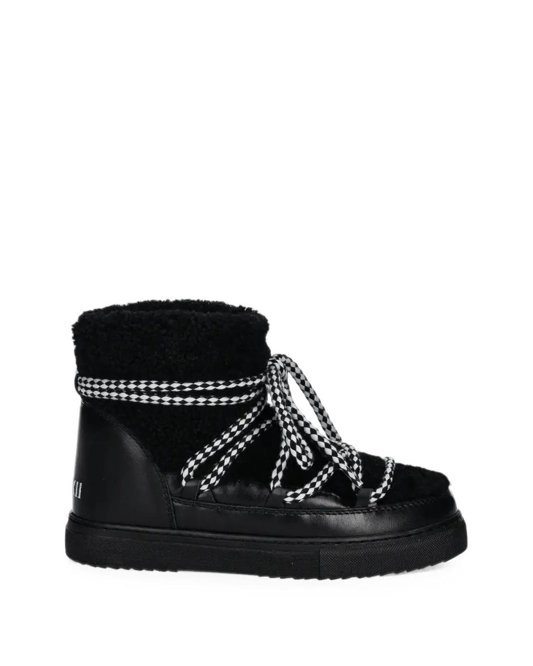 Inuikii Black Shearling-Trim Ankle Boots