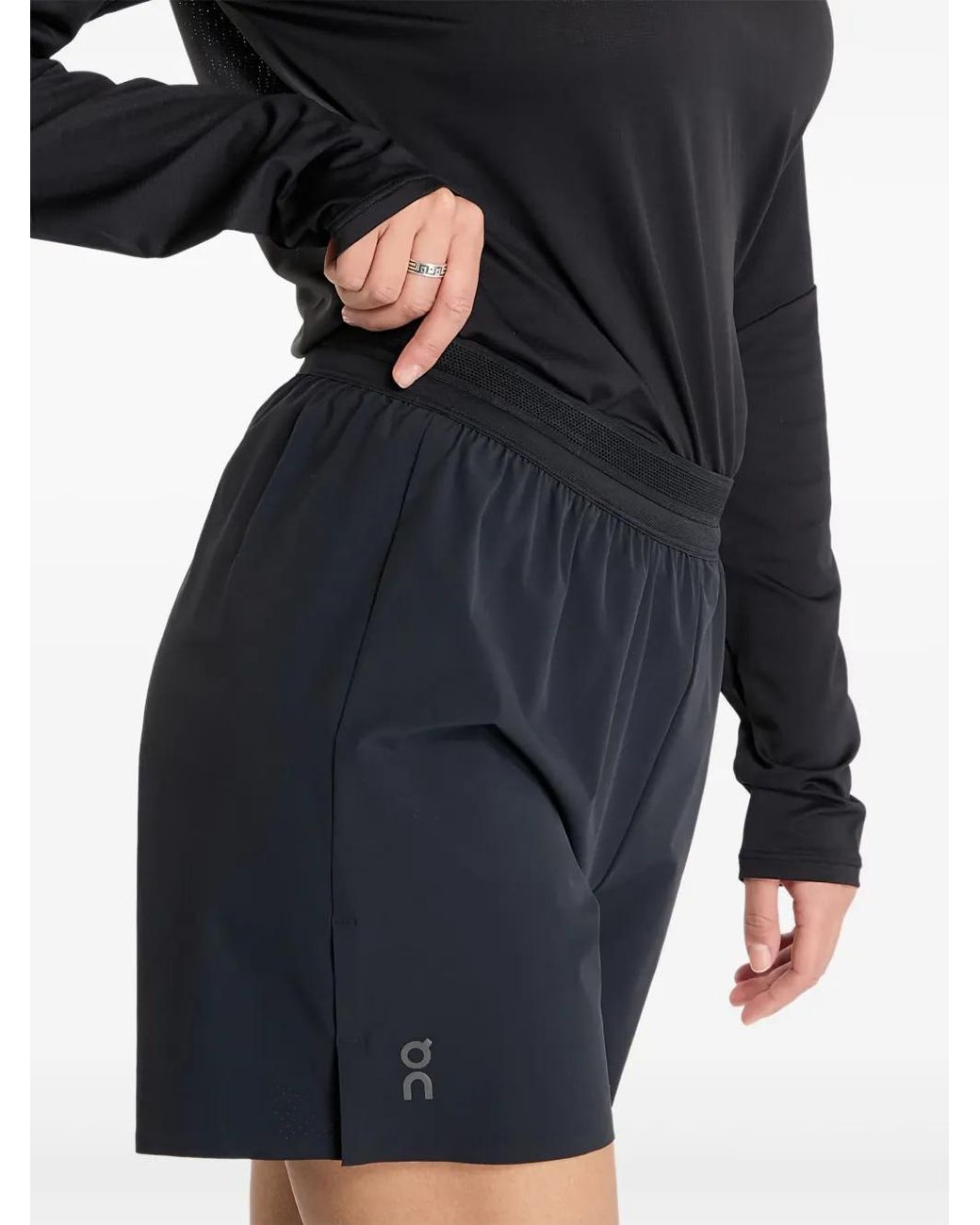 On Shoes Black Logo-Print Performance Shorts