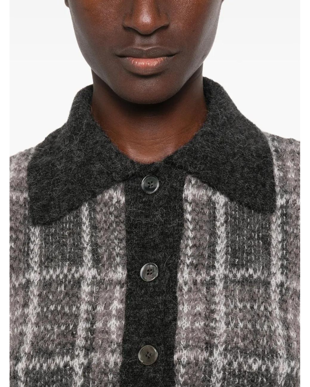 Our Legacy Black Cardigan Mazzy À Carreaux