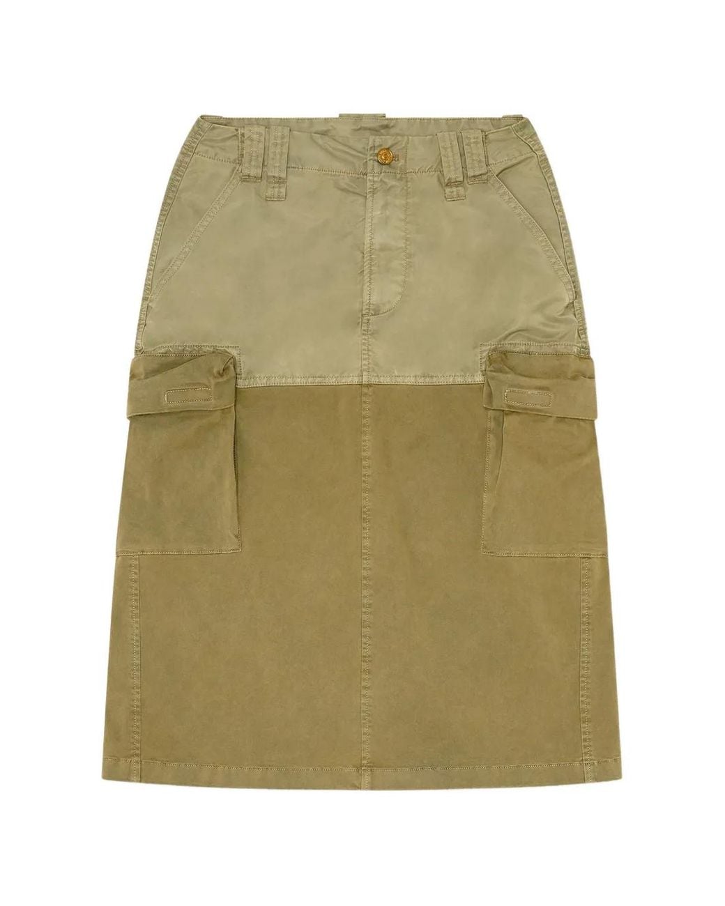 DIESEL Green Jupe Mi-Longue À Poches Cargo En Coton Et Nylon