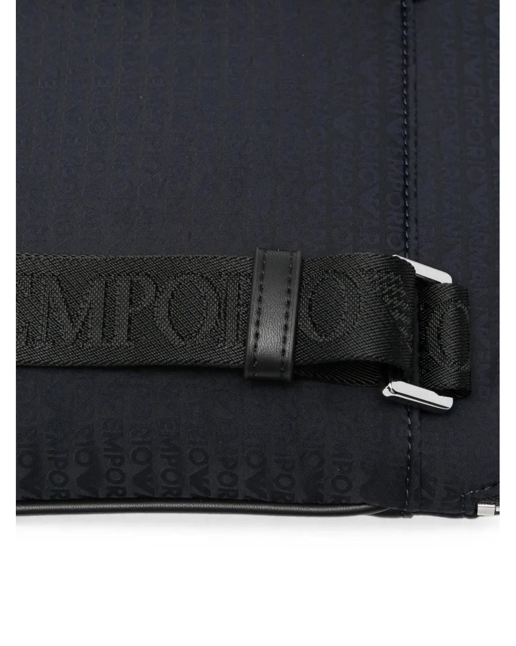 Emporio Armani Black Logo-Print Zip-Up Messenger Bag for men