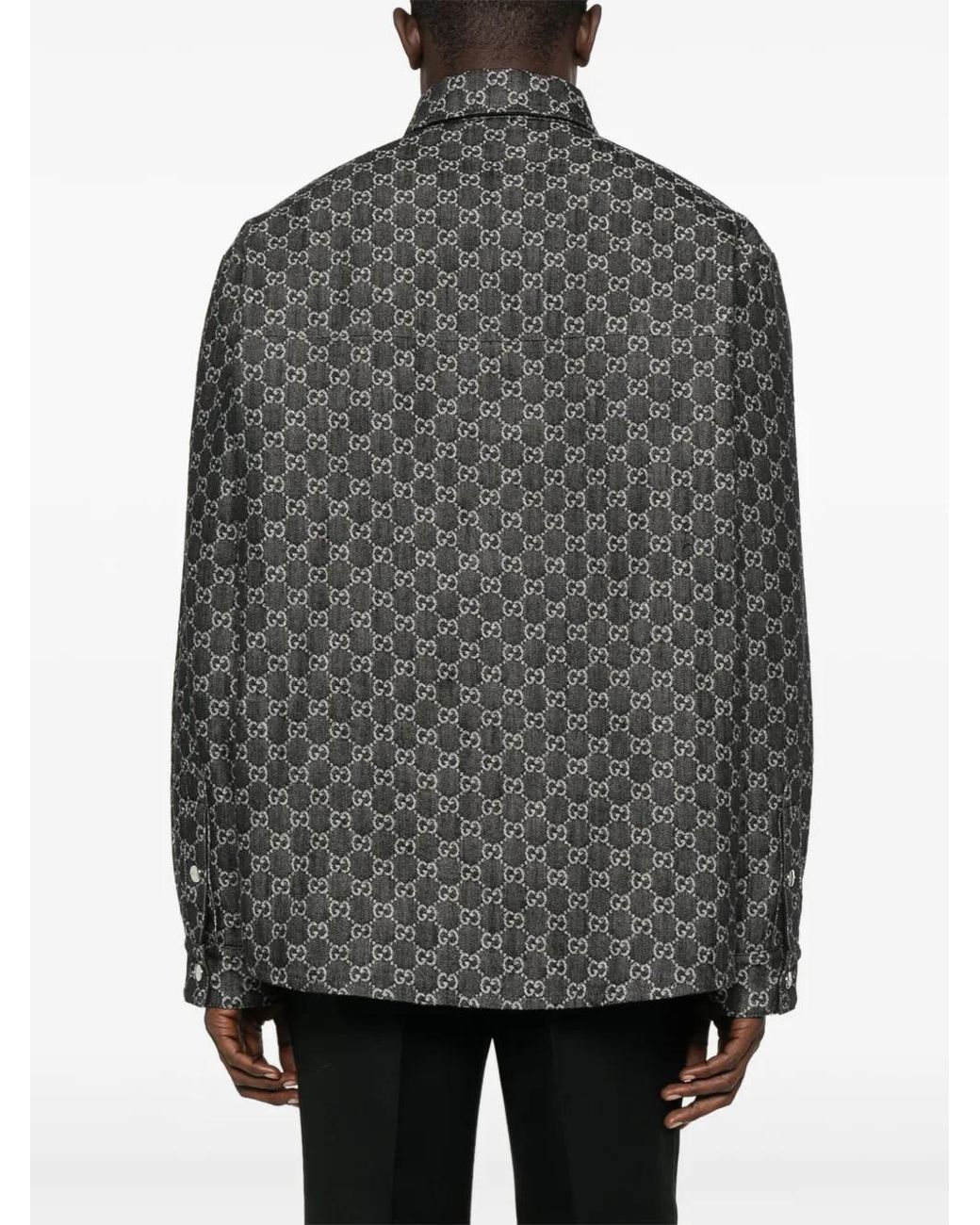 Gucci Gray Reversible Gg Denim Jacquard Overshirt for men