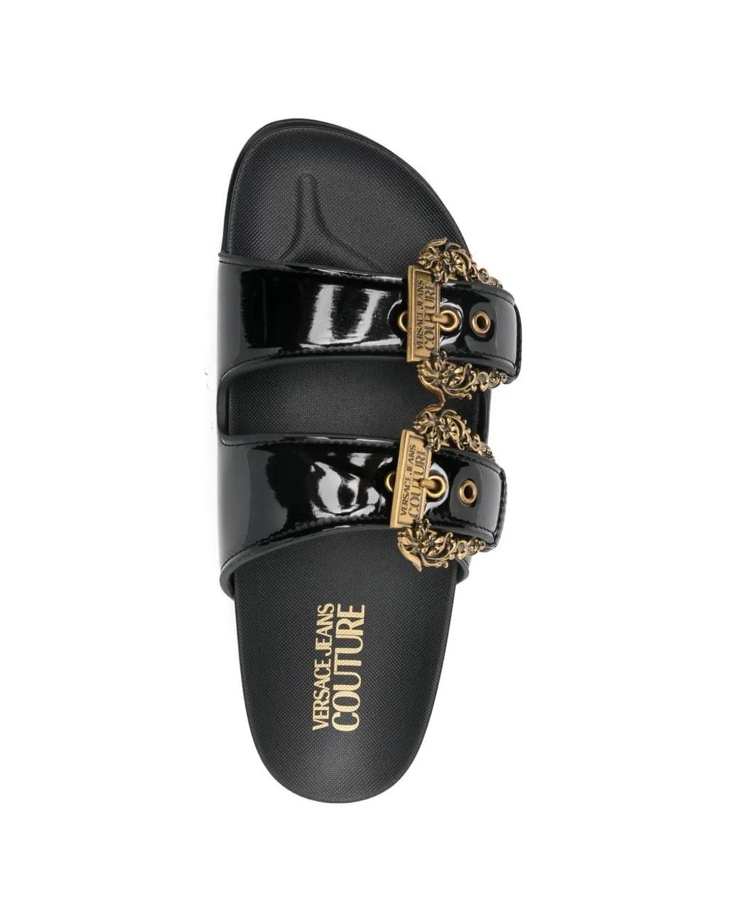 Versace Jeans Couture Black Buckled Platform Sandals