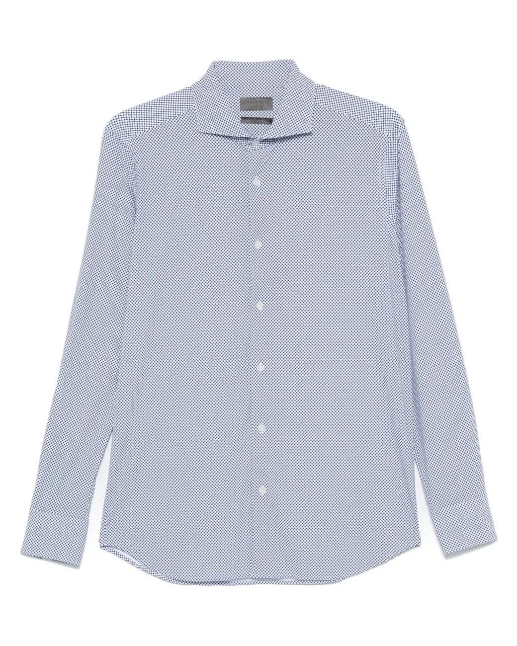 Dell'Oglio Blue Geometric-Print Shirt for men