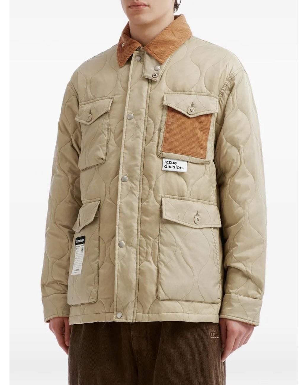 Izzue Natural Quilted Corduroy-Collar Jacket for men