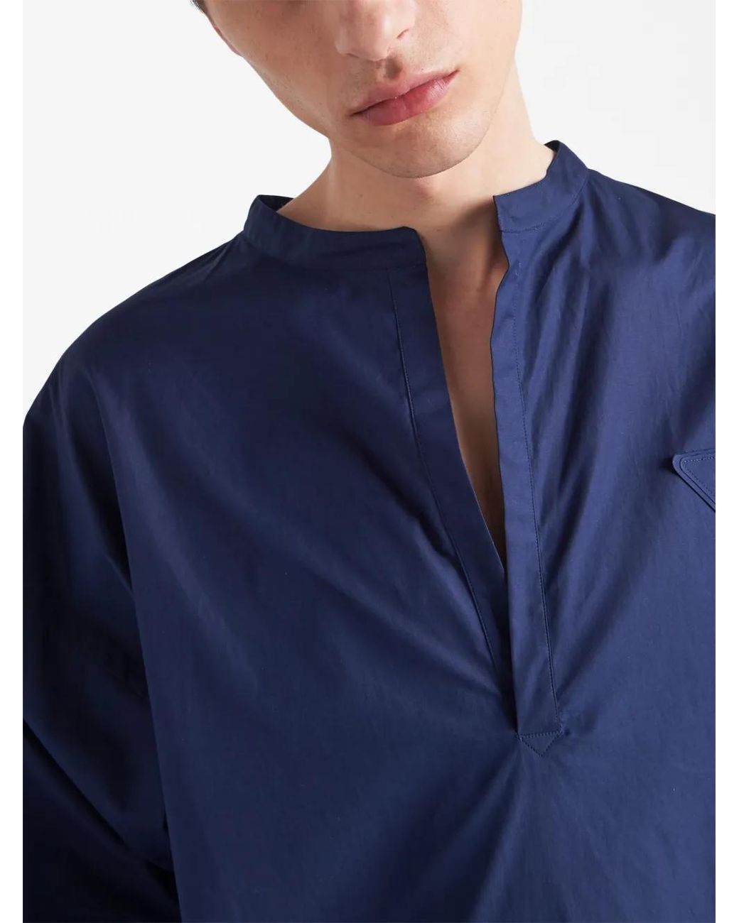 Camicia Con Logo di Prada in Blue da Uomo