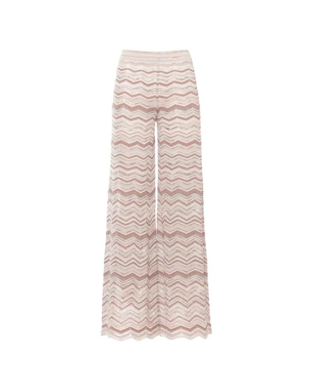 D.exterior White Chevron Palazzo Pants