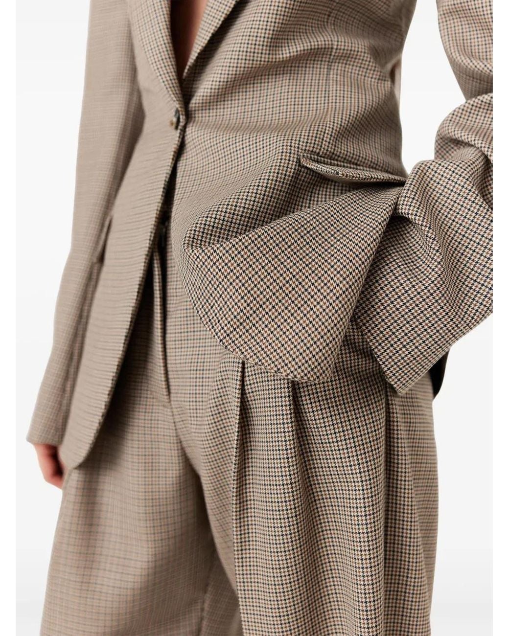 Stella McCartney Brown Checked Virgin Wool Blazer