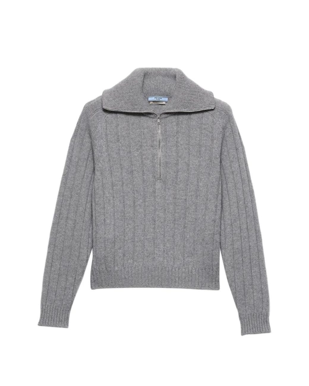 Prada Gray Re-Cashmere Polo Sweater