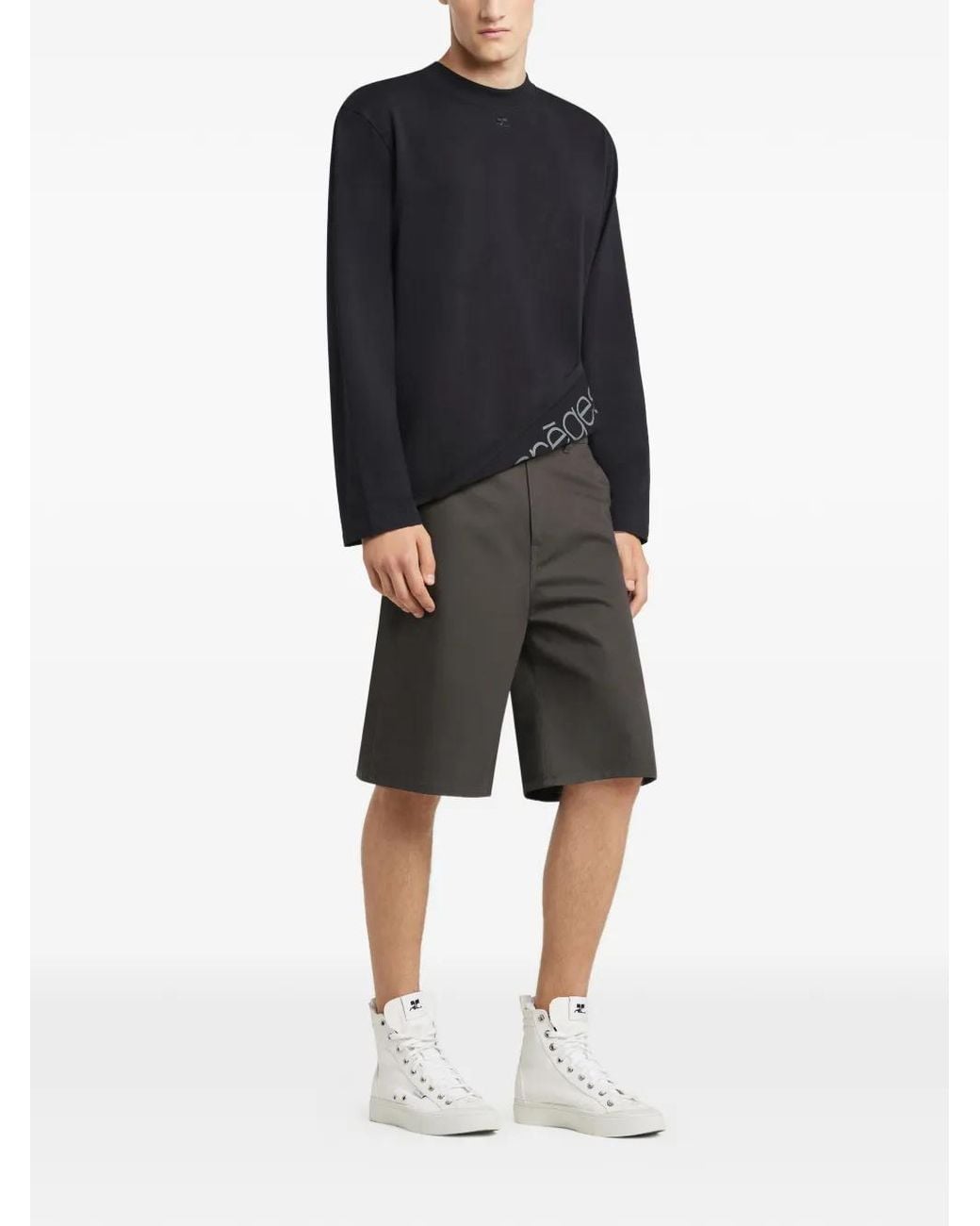 Courreges Gray Hammer Button-Fastening Pockets Shorts for men