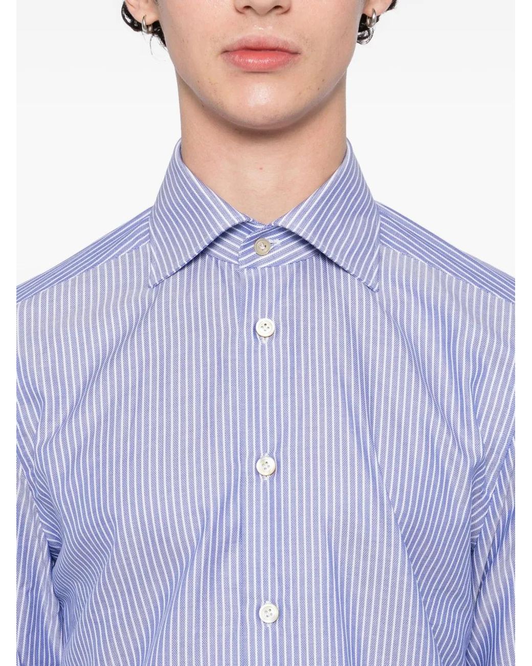 Kiton Purple Stripe-Printed Shirt for men