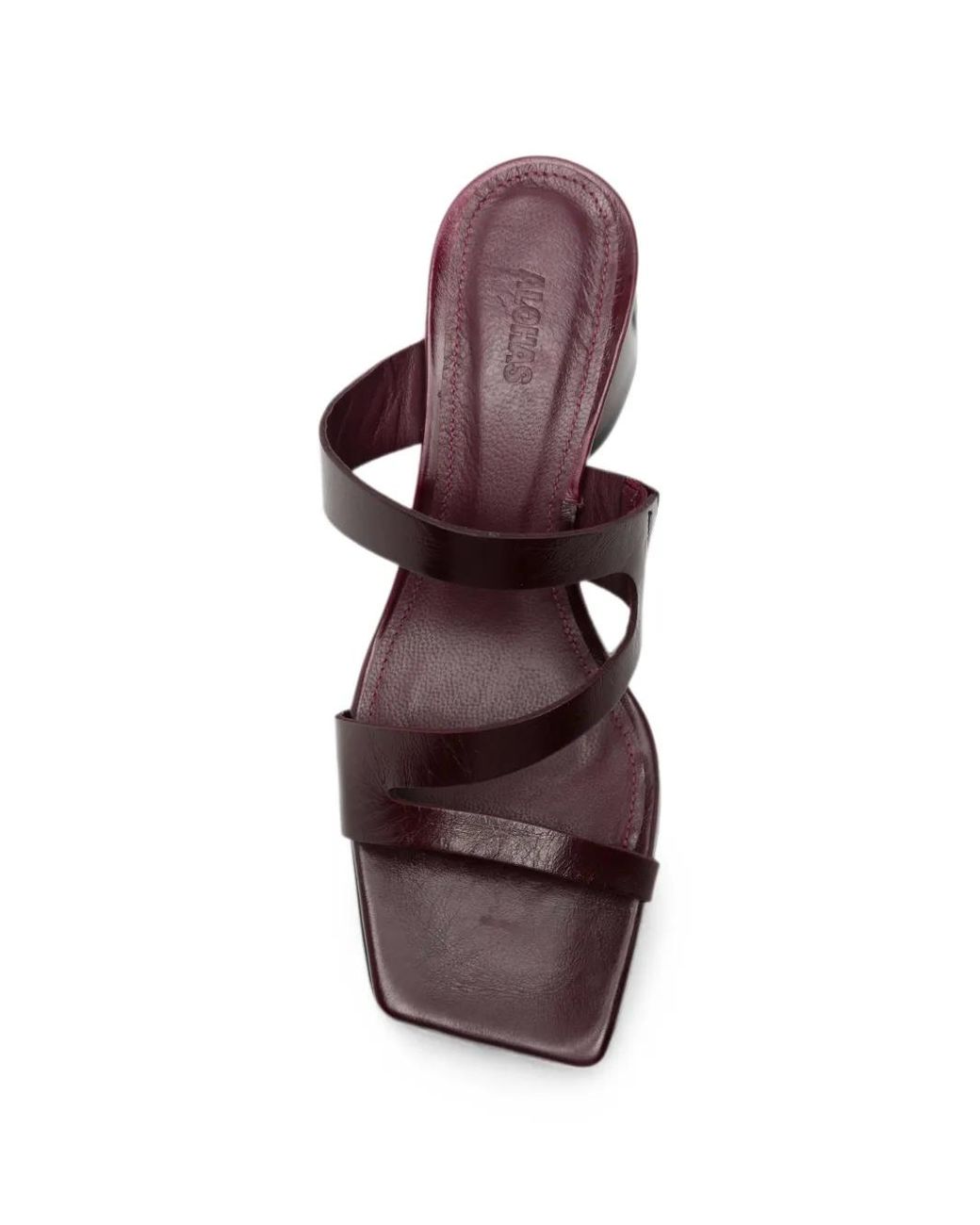 Alohas Red Orielle Multi-Strap Square-Toe Heeled Sandals