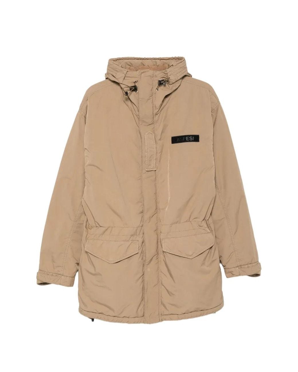 Aspesi Natural Hooded Logo-Patch Jacket for men