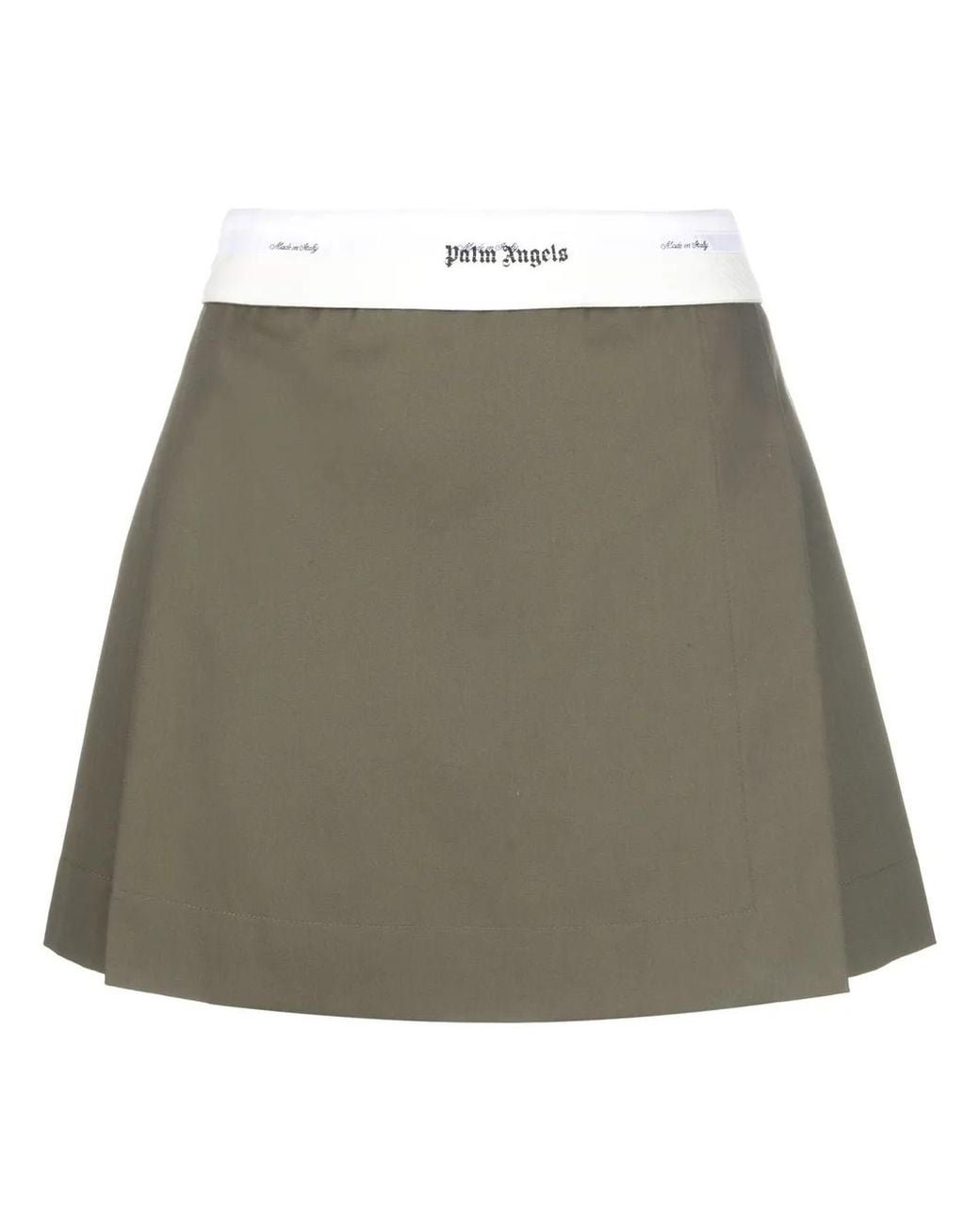 Palm Angels Green Pleated A-Line Miniskirt
