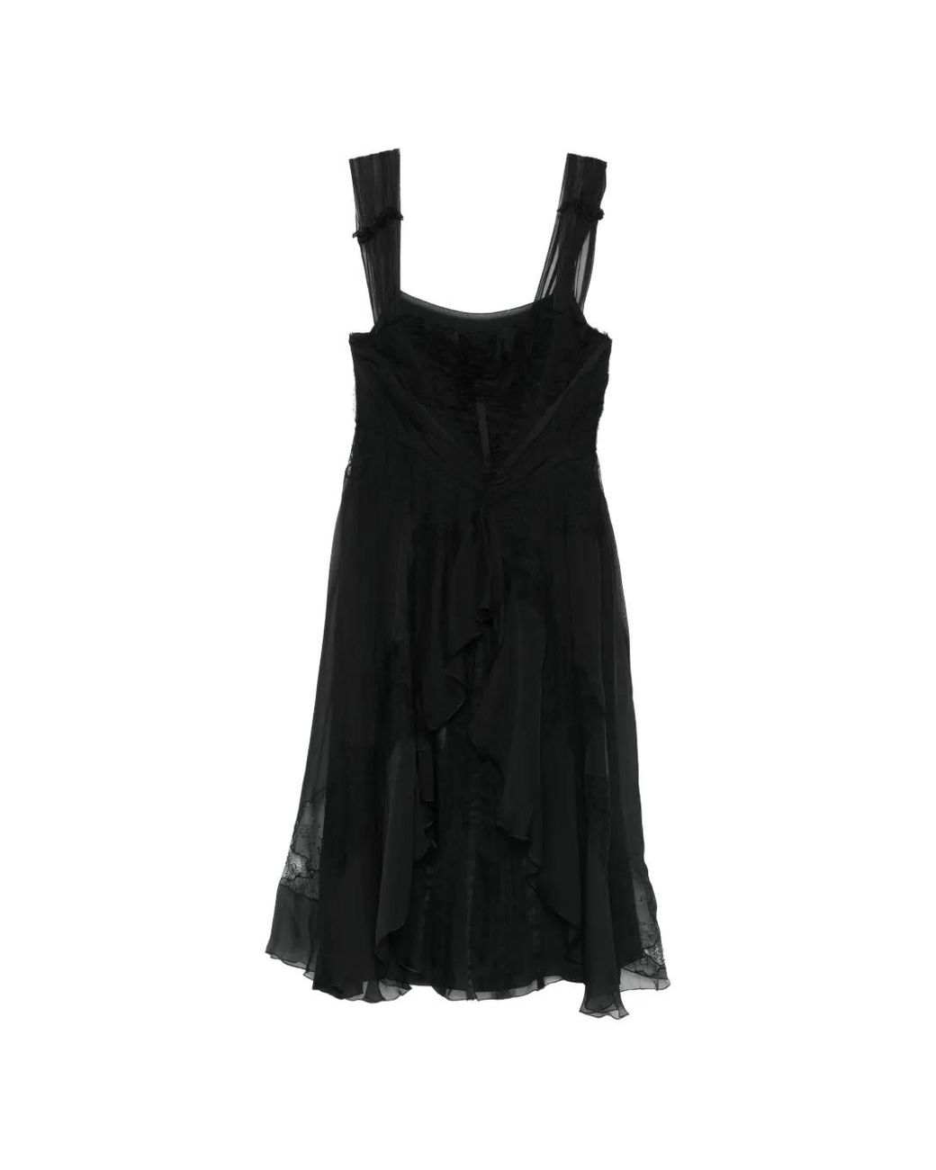 Alberta Ferretti Black Ruffled Lace Mini Dress