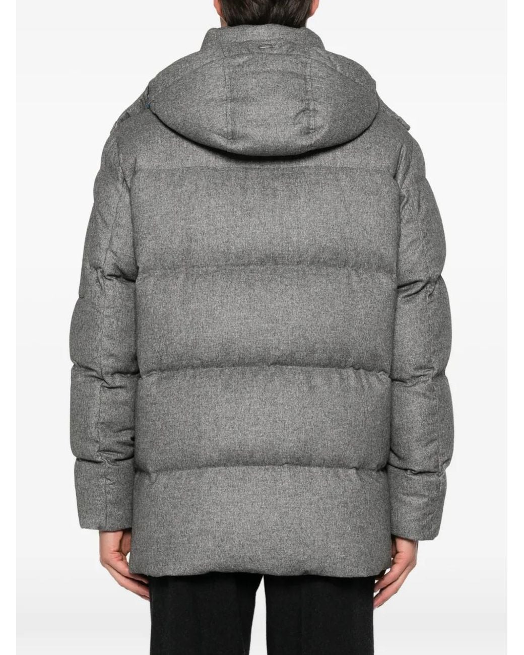 Herno Gray Hooded Padded Coat for men