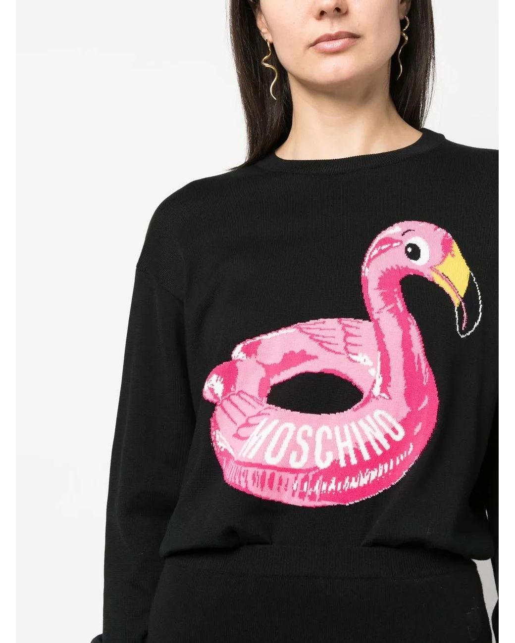 Moschino Black Intarsia-Knit Logo Jumper