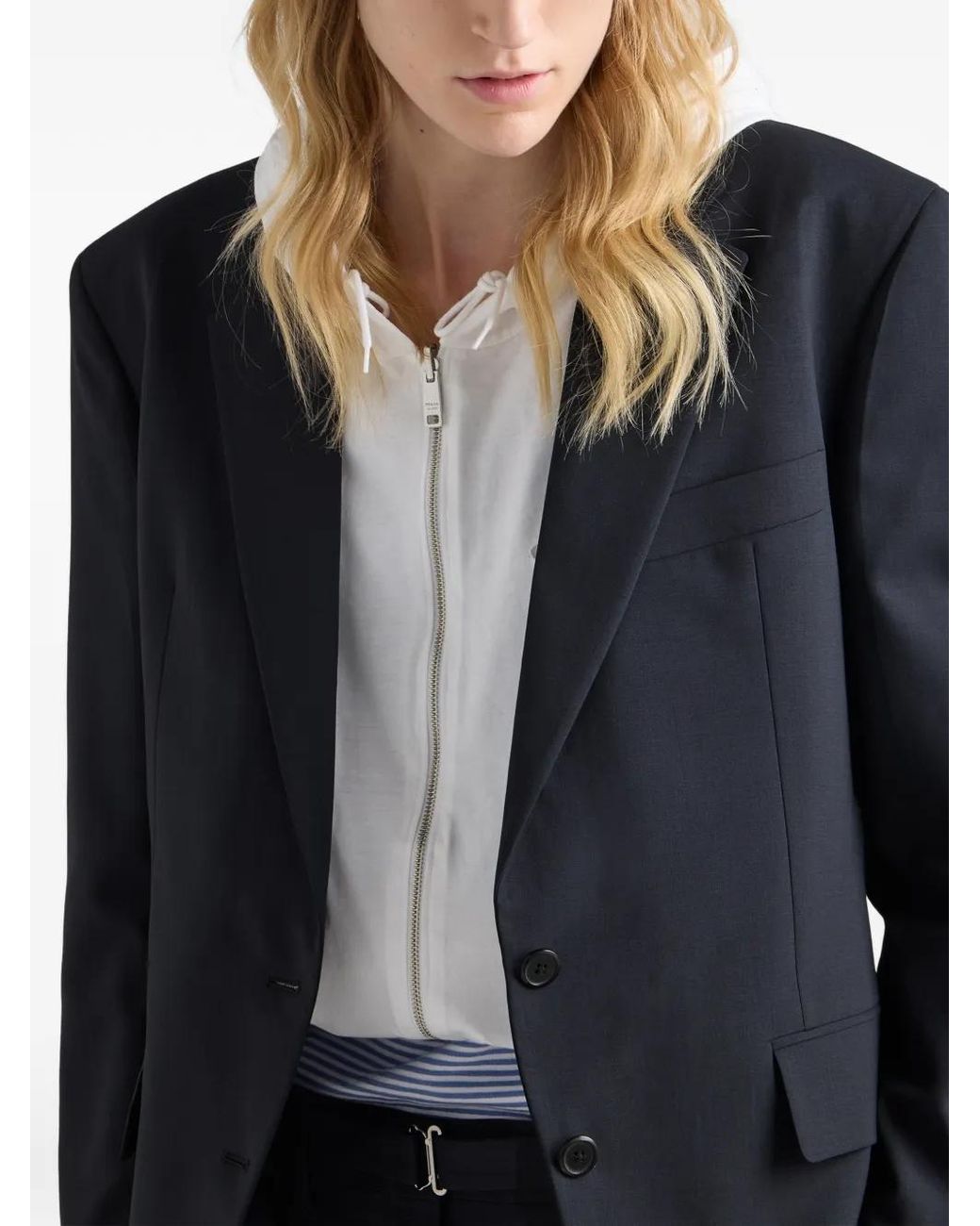 Prada Blue Single-Breasted Wool Jacket