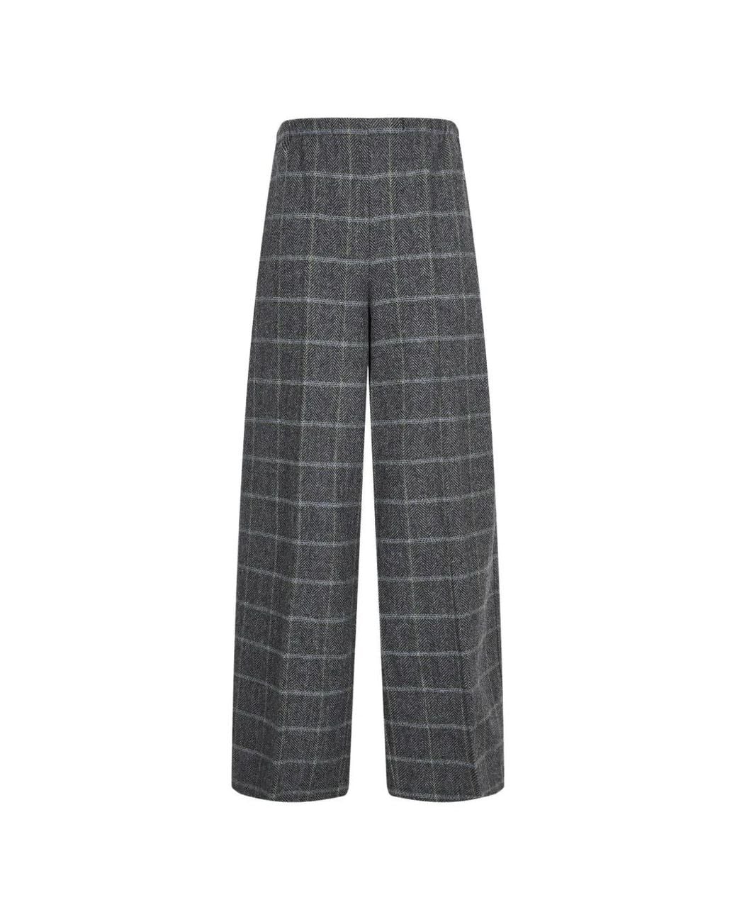 JNBY Gray Check-Pattern Drawstring Trousers