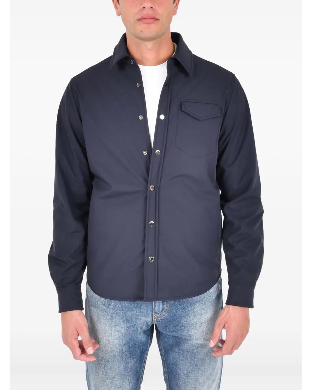 Drumohr Blue Buttoned Pocket Overshirt for men