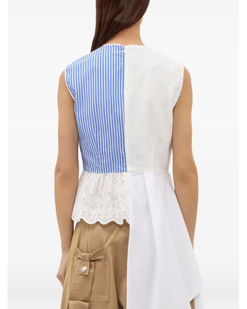 MSGM White Floral-Detail Top