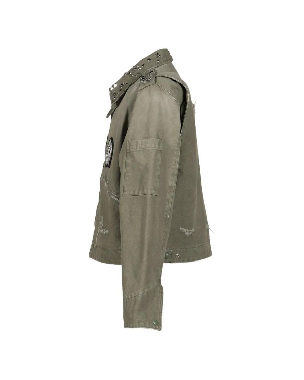 Protocol Index Green Studded Distressed Work Jacket for men