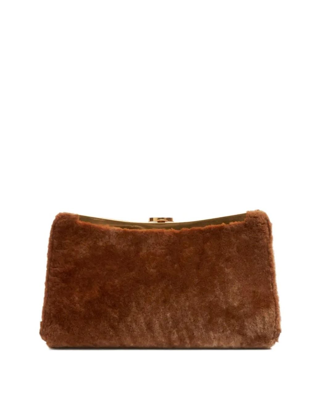 Jonathan Simkhai Brown Solange Shearling Clutch Bag
