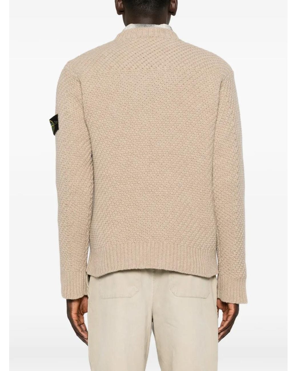Stone Island Natural Compass Patch Waffle-Knit Sweater for men